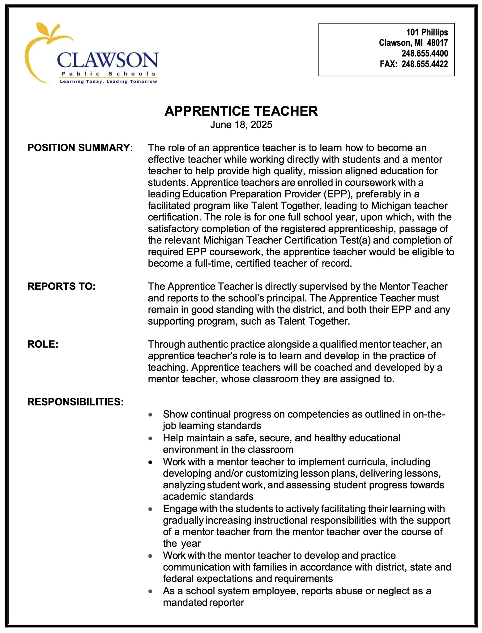 Apprentice Teacher